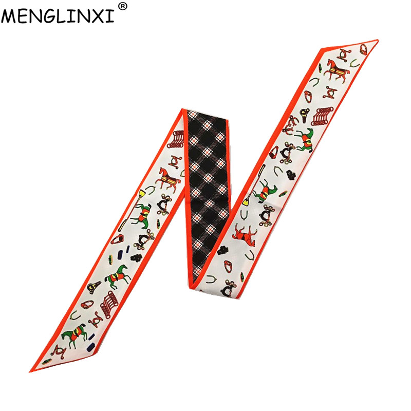 Women Bags Branded - Horse Plaid Skinny Scarf Women Bag
