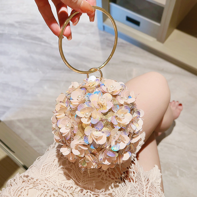 Women Bags For Wedding - Mini Sequin Flower Evening Bag, Elegant