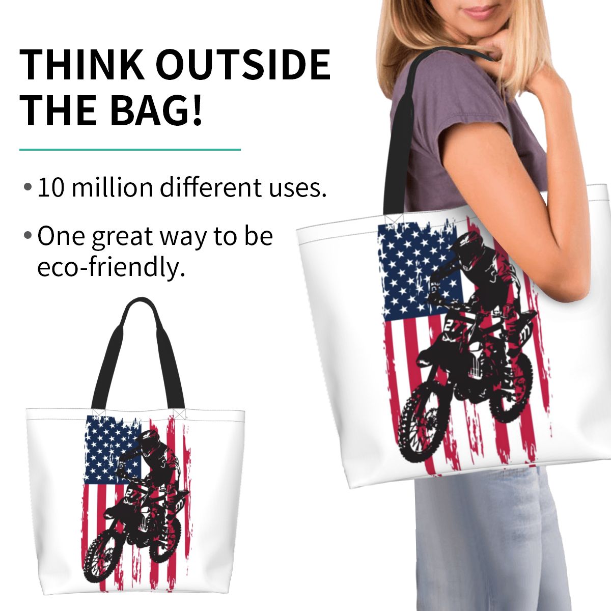 Women Bags Usa - Dirt Bike Motocross USA American Flag
