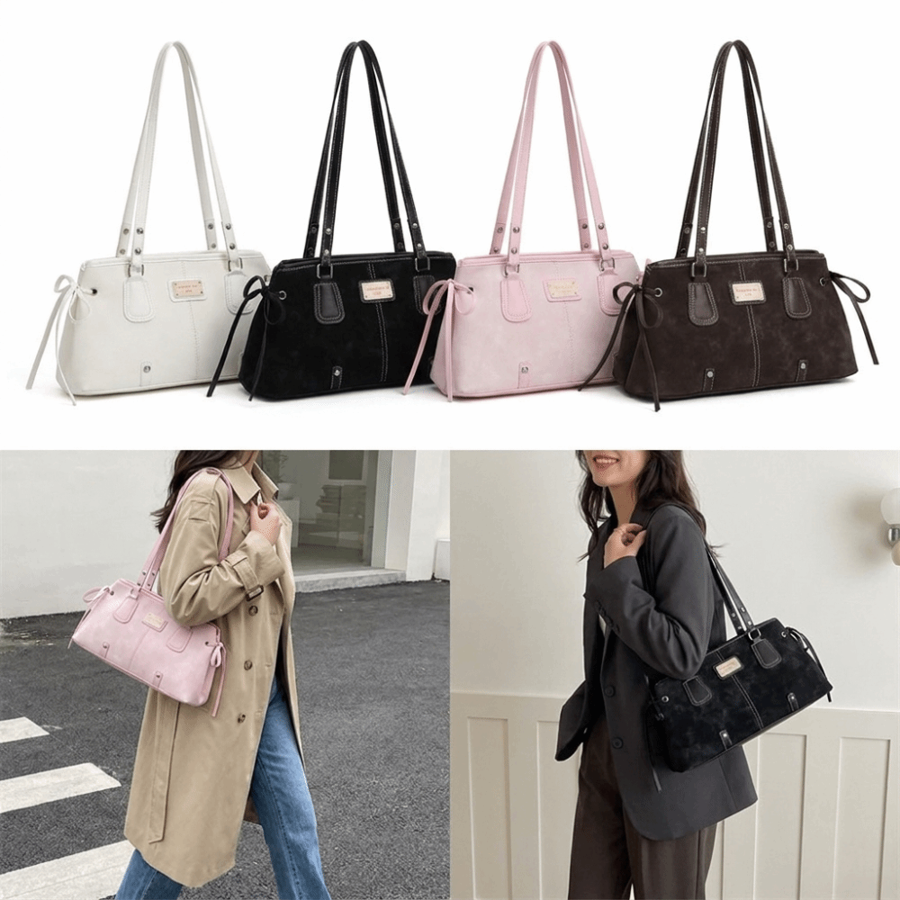 Top Handle Structured - Minimalist Faux Leather Tote Bag Zip
