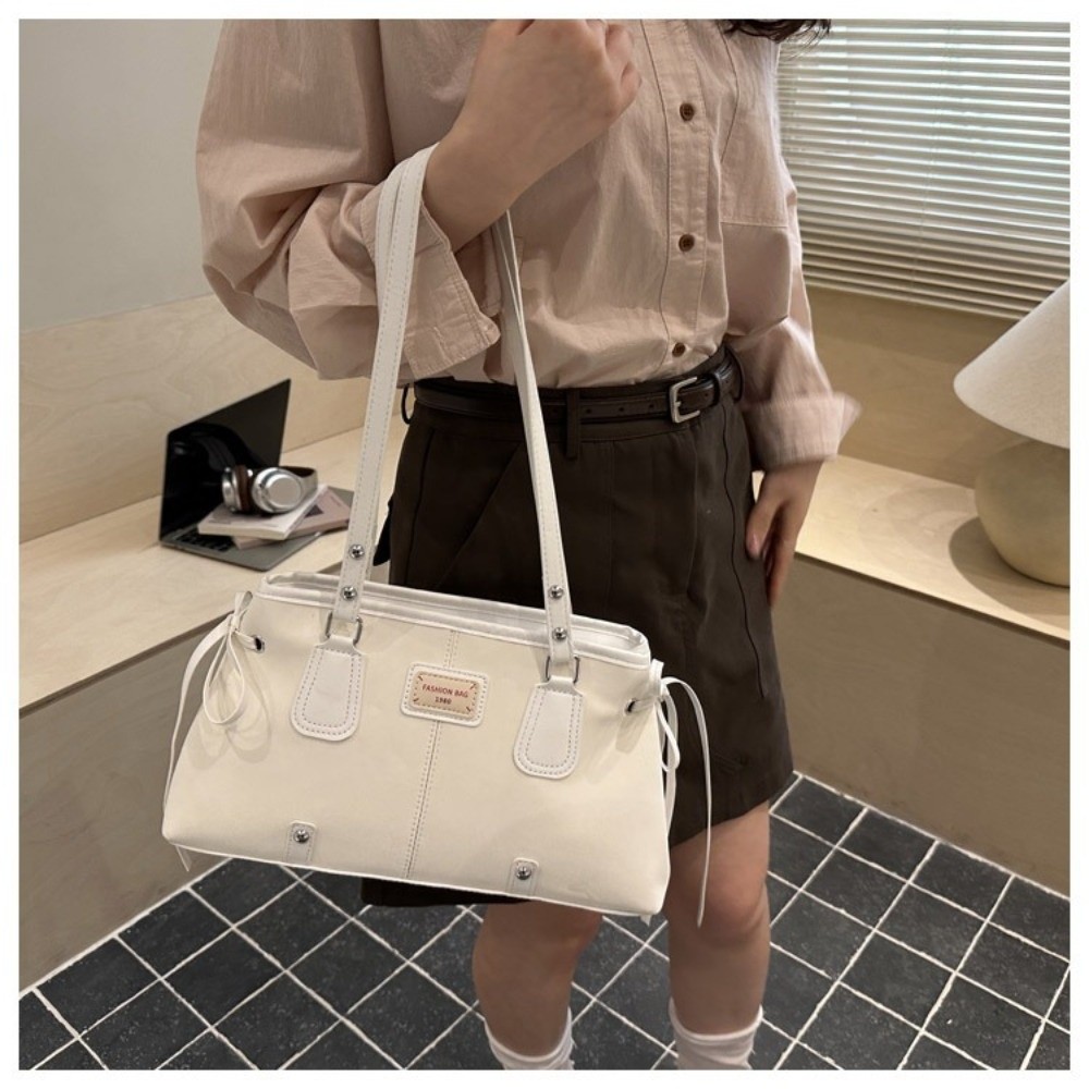 Top Handle Structured - Korean Style Faux Leather Tote Bag