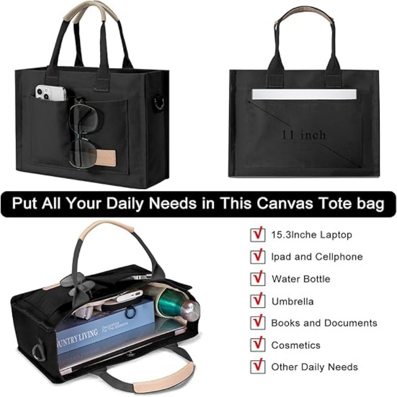 Women Large Canvas Tote Bag wi - Women Bags Work recension och pris