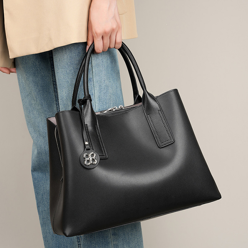 Women Black Genuine Leather St - Top Handle Structured recension och pris