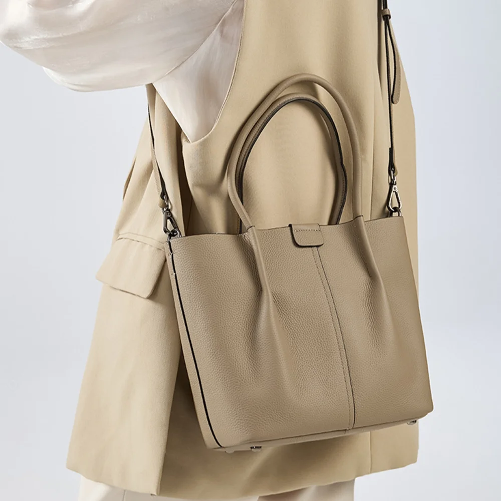 Textured Genuine Leather Handb - Top Handle Structured recension och pris