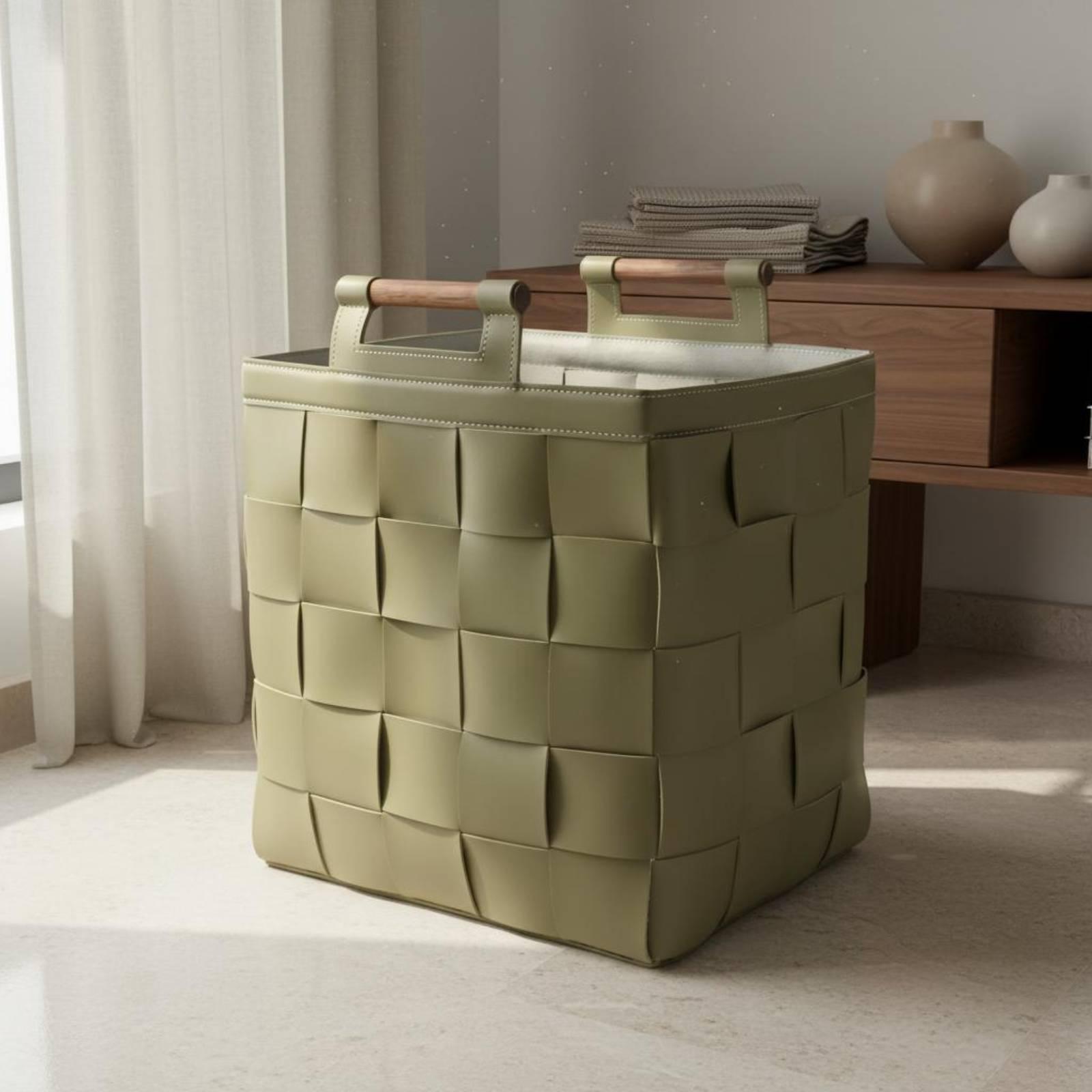 Woven Leather Basket Rigid Str - Top Handle Structured recension och pris