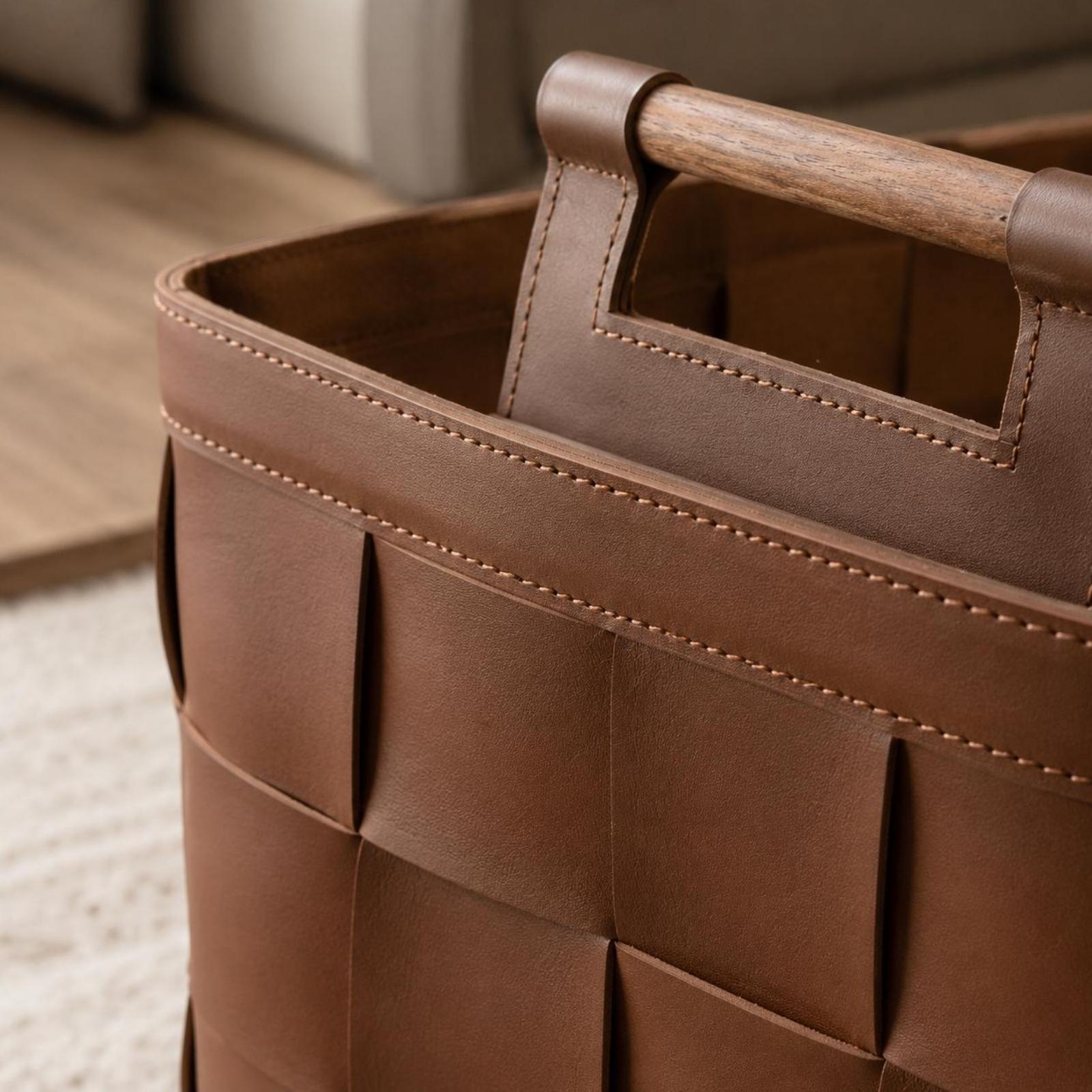 Woven Leather Basket Rigid Str - Top Handle Structured recension och pris