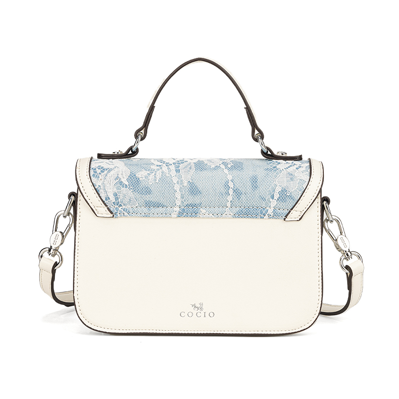 Women Blue White Lace Flap Han - Top Handle Structured recension och pris
