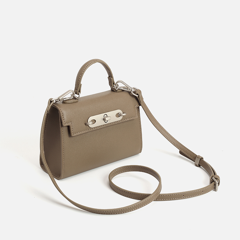Women Taupe Saffiano Leather T - Top Handle Structured recension och pris